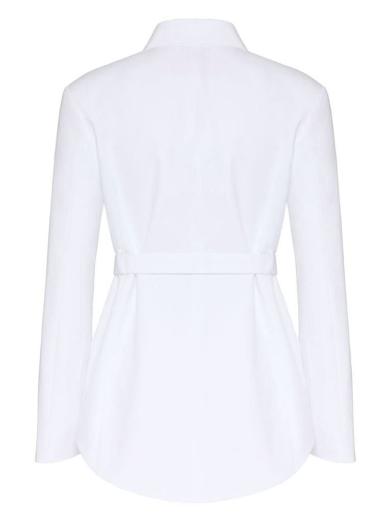White Long-sleeve Cotton Shirtdress