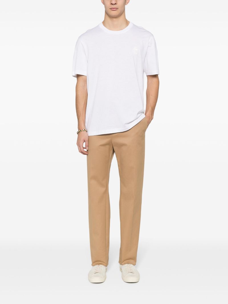 White Logo Embroidered Cotton T-shirt