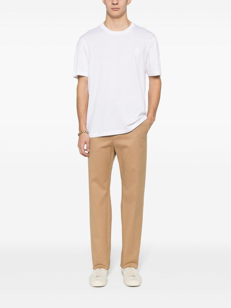 White Logo Embroidered Cotton T-shirt