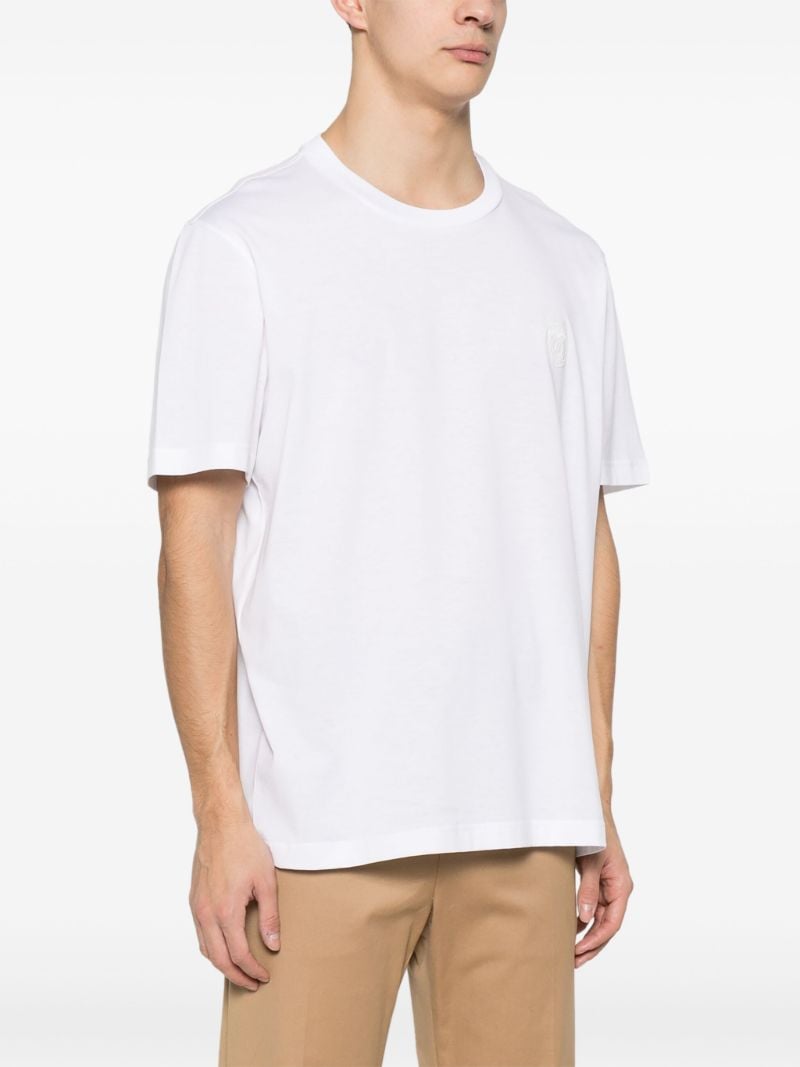 White Logo Embroidered Cotton T-shirt