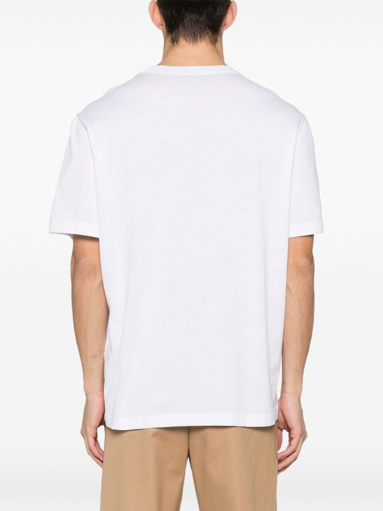 White Logo Embroidered Cotton T-shirt