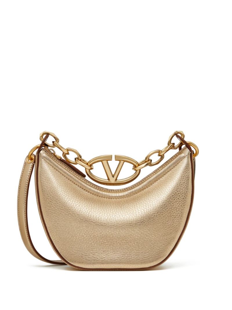 Gold-tone Vlogo Moon Small Leather Shoulder Bag