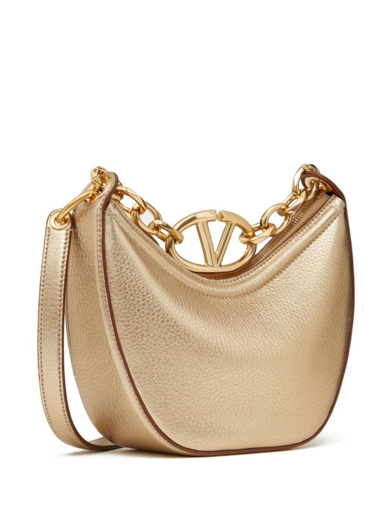 Gold-tone Vlogo Moon Small Leather Shoulder Bag