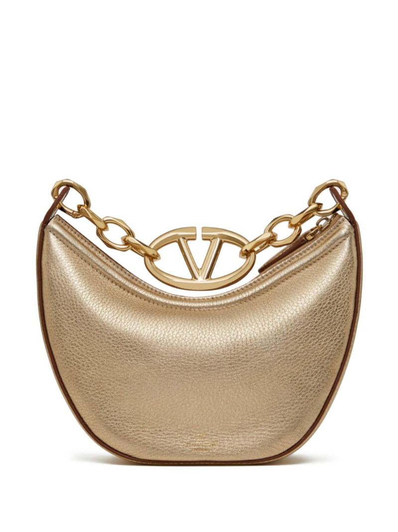 Gold-tone Vlogo Moon Small Leather Shoulder Bag