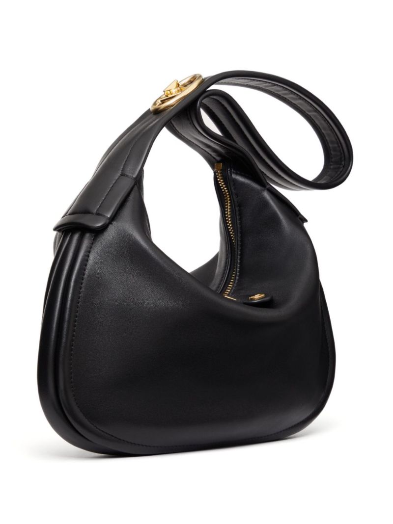 Black Vlogo Signature Leather Shoulder Bag