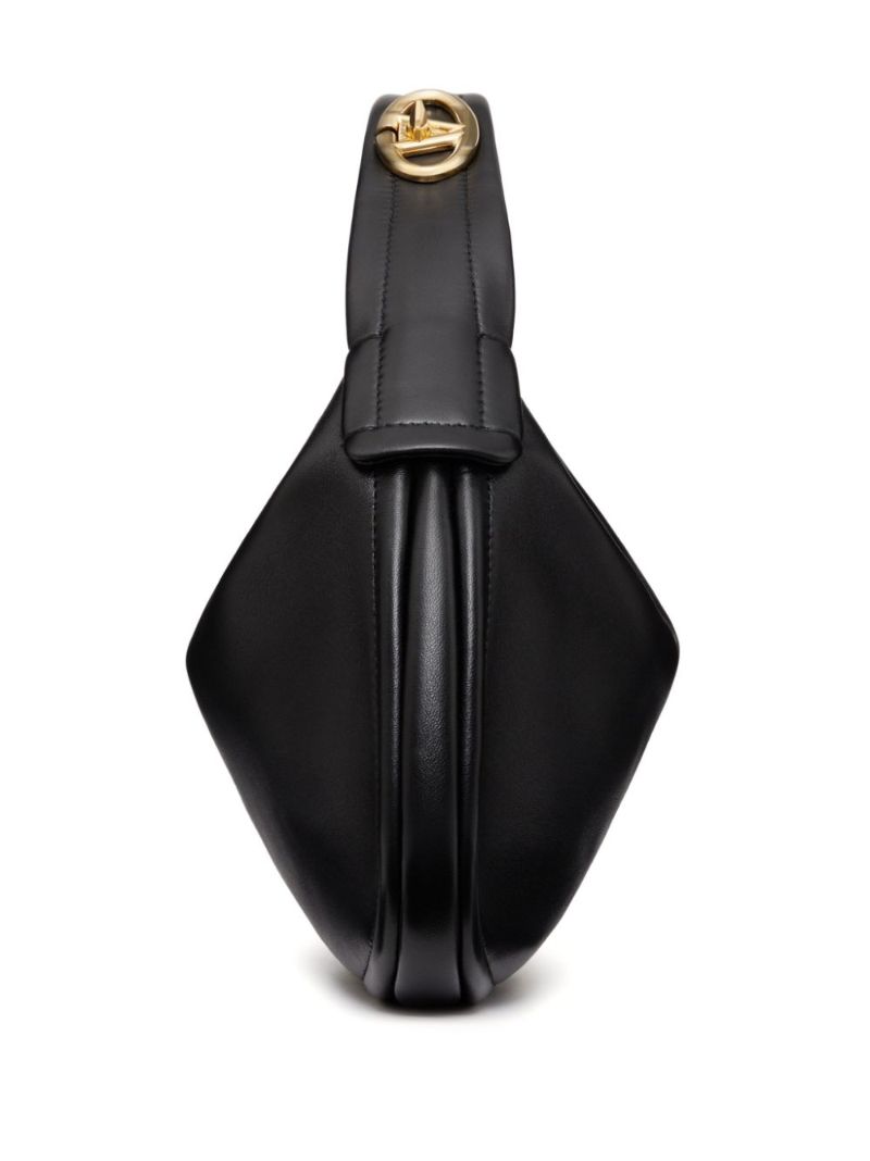 Black Vlogo Signature Leather Shoulder Bag