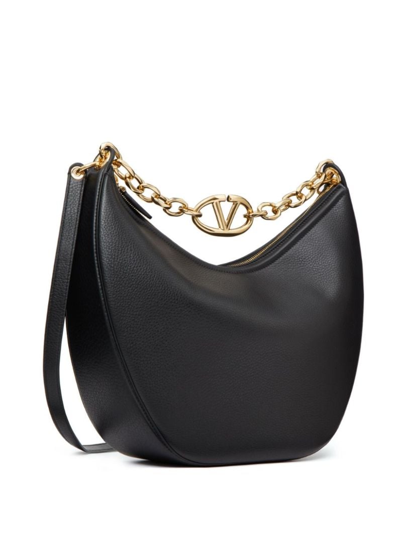Black Vlogo Moon Leather Shoulder Bag