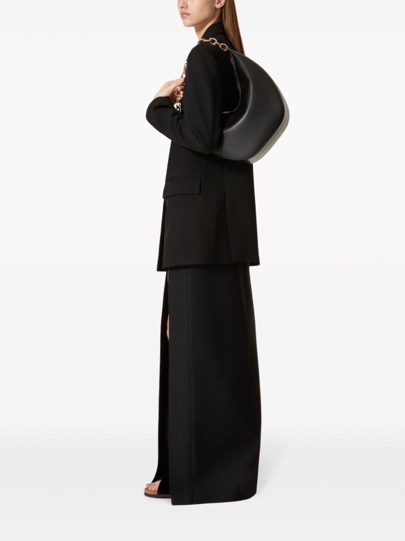 Black Vlogo Moon Leather Shoulder Bag
