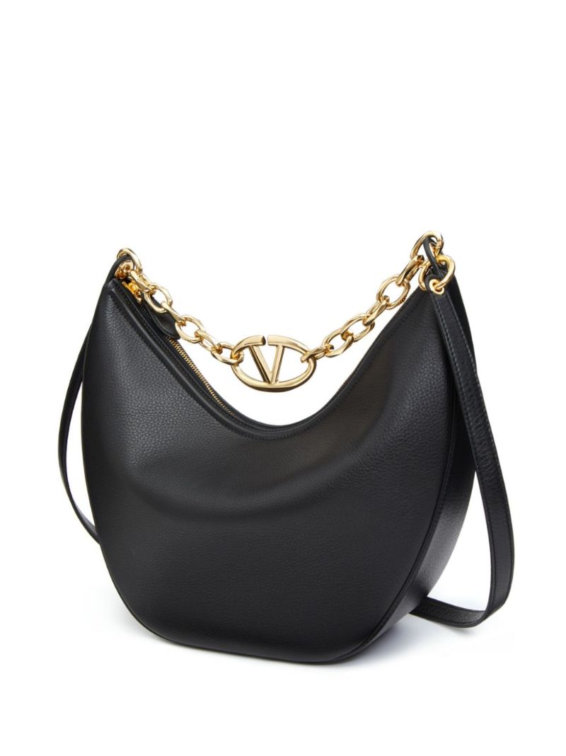 Black Vlogo Moon Leather Shoulder Bag