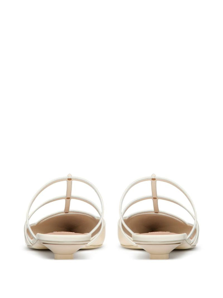 Neutral Caged Leather Mules