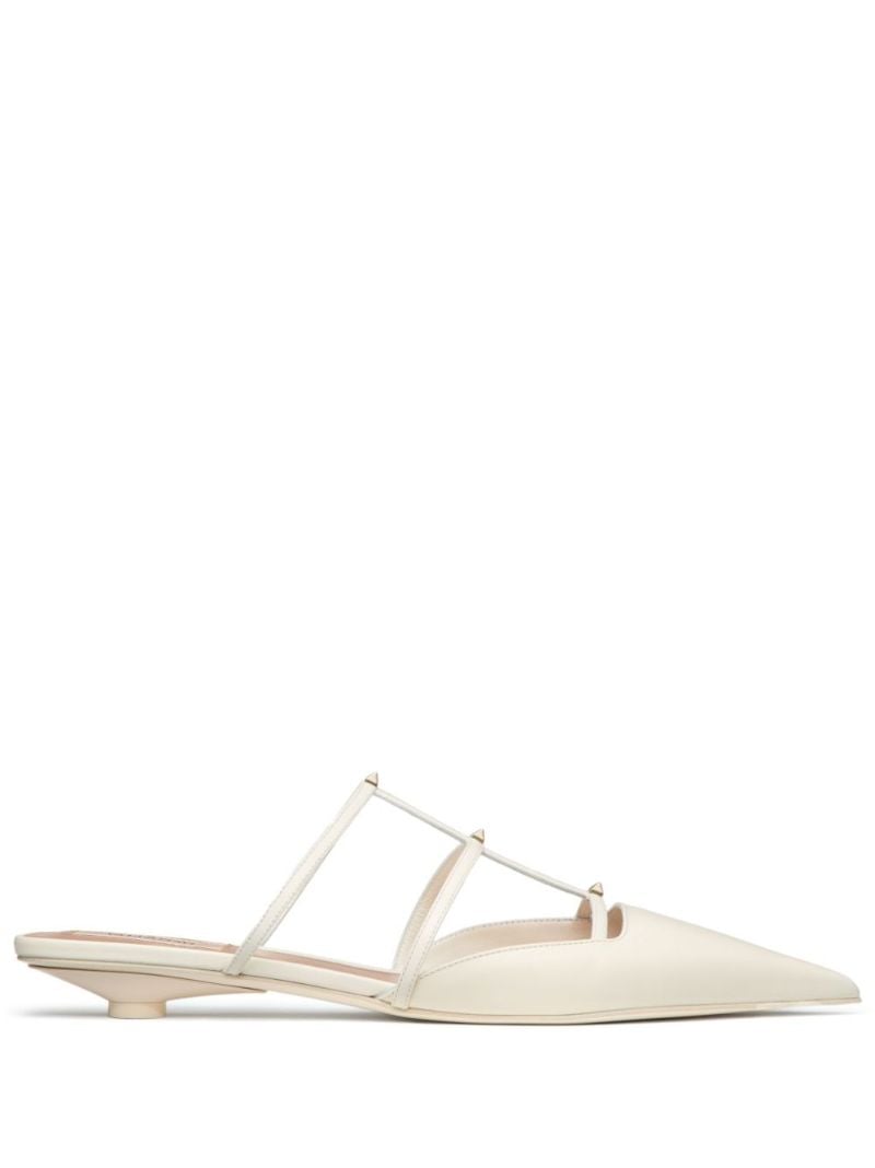 Neutral Caged Leather Mules