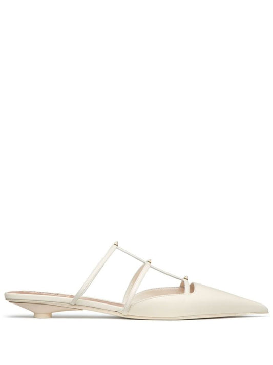 Neutral Caged Leather Mules