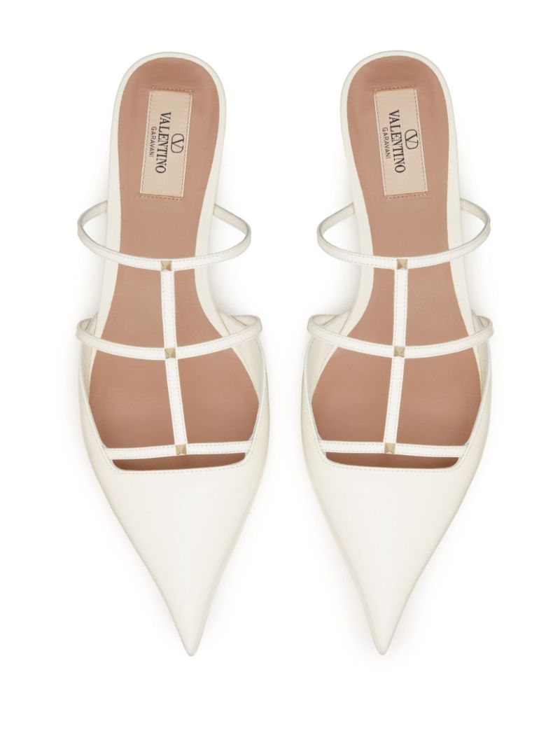 Neutral Caged Leather Mules