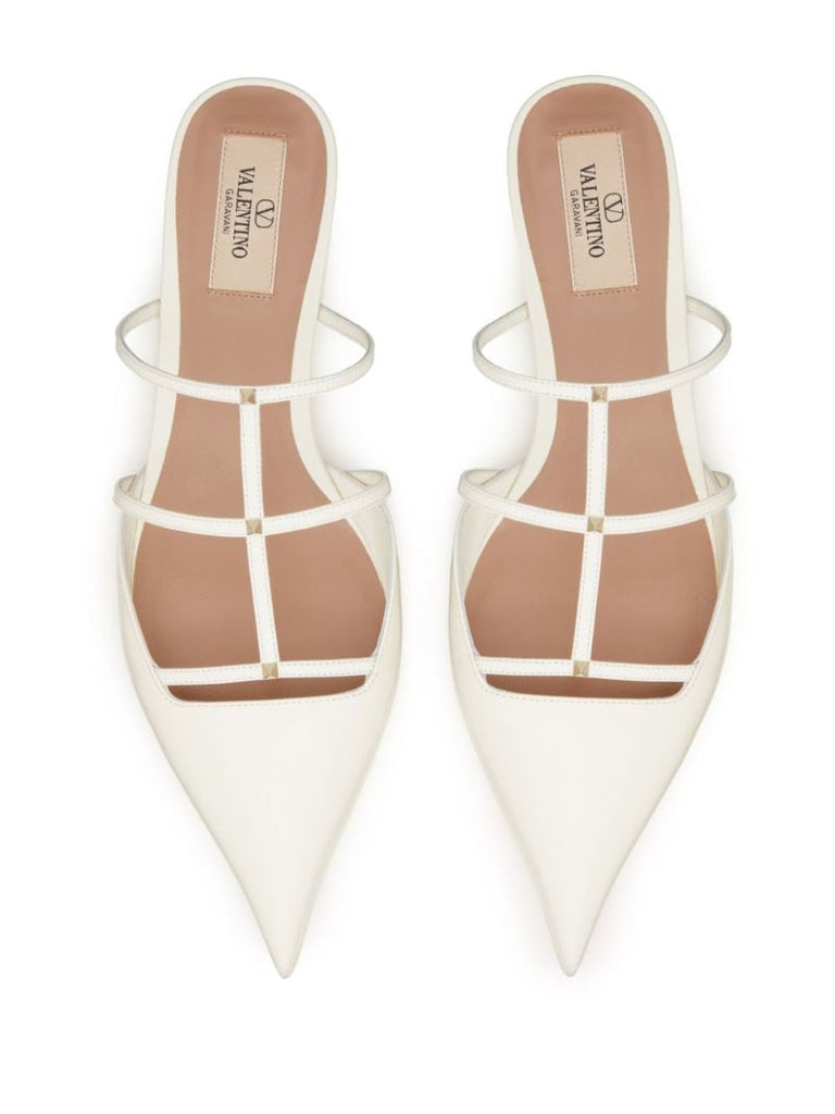 Neutral Caged Leather Mules