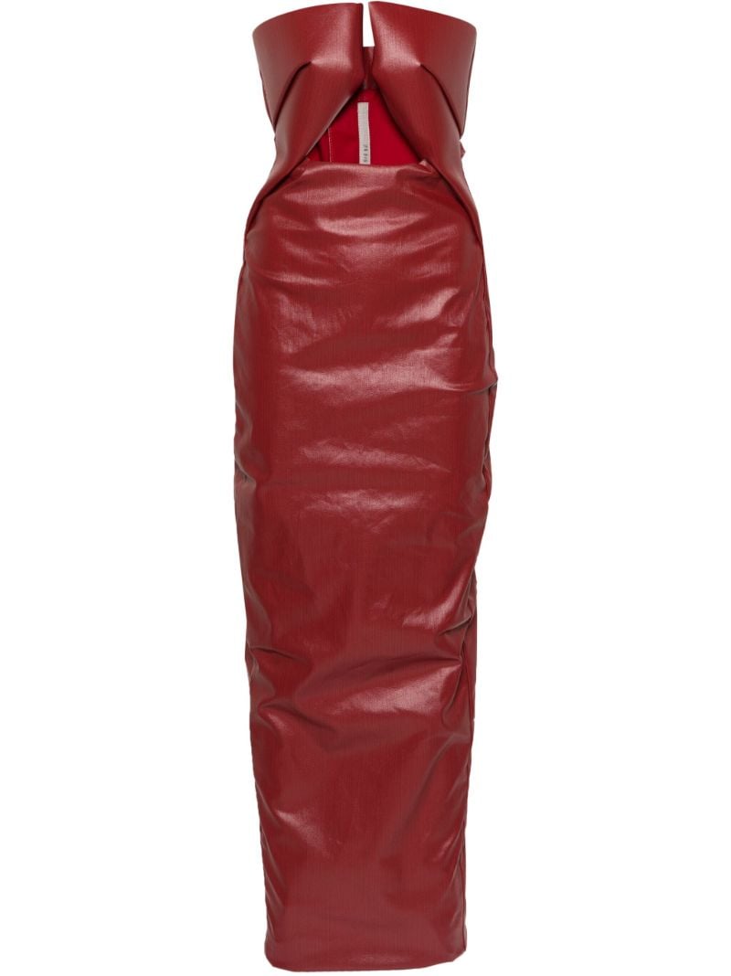 Red Prong Coated Denim Gown