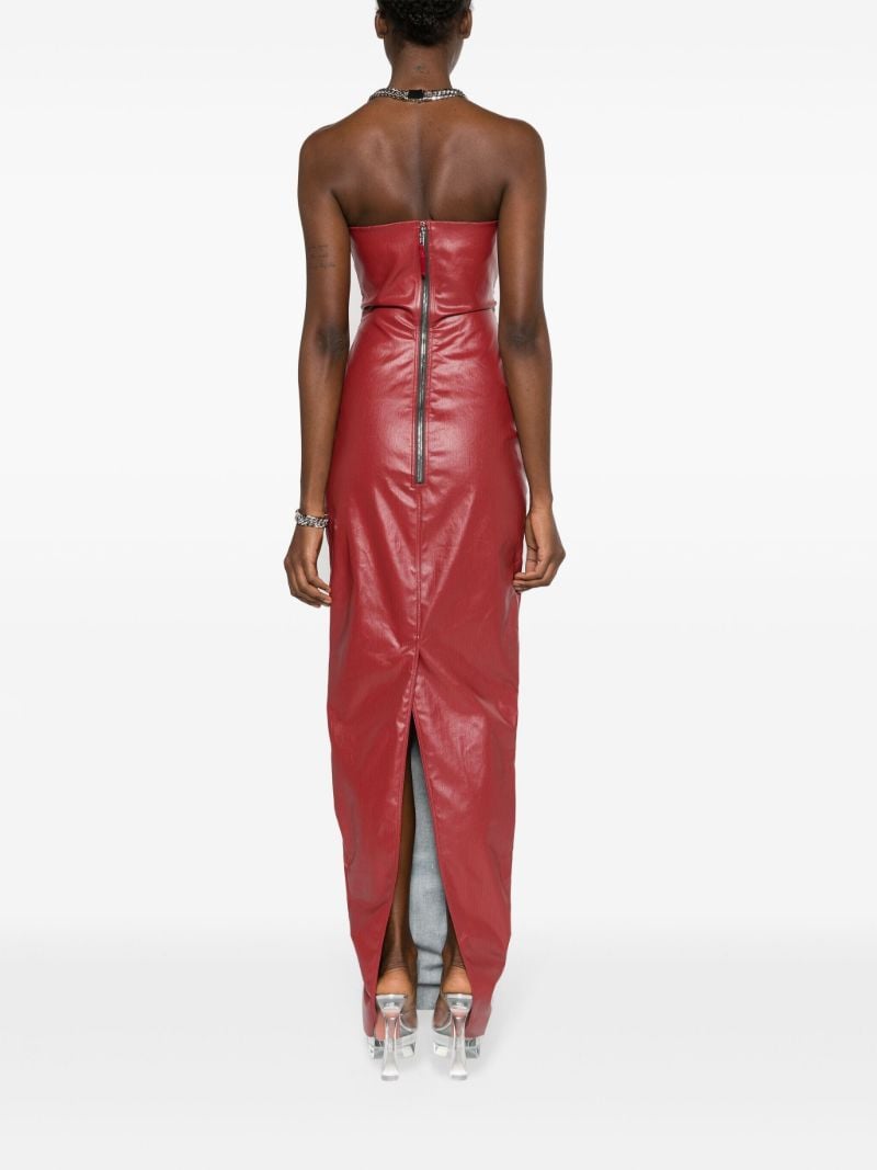 Red Prong Coated Denim Gown