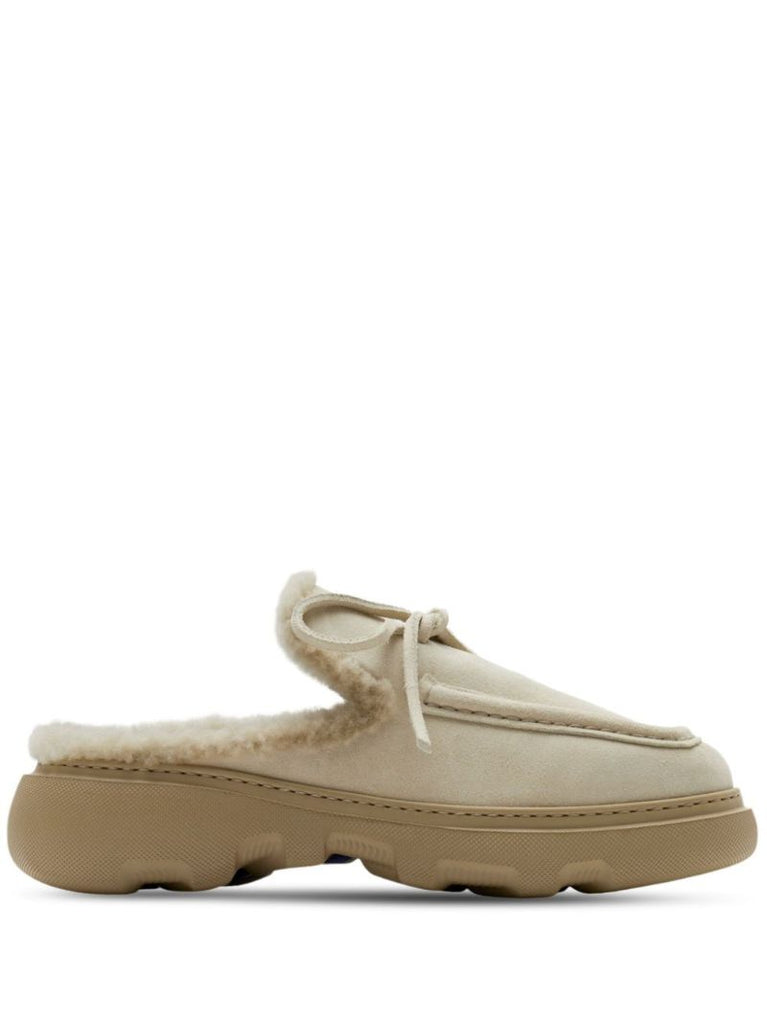 Neutral Stony Shearling Mules