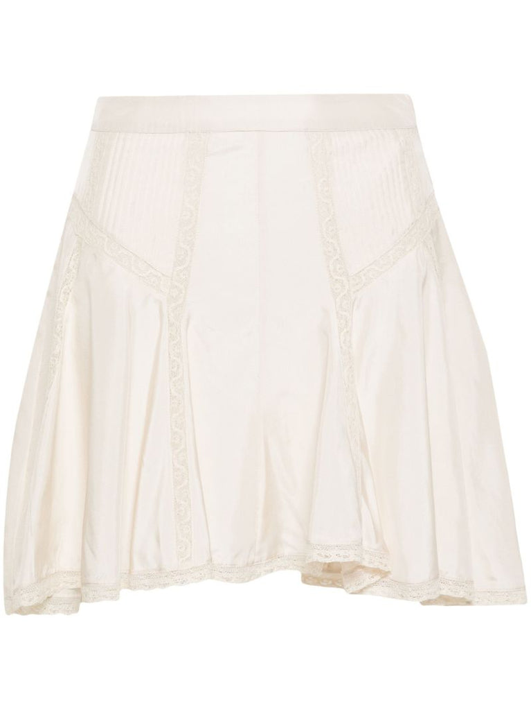 White Zia Silk Mini Skirt
