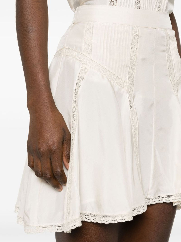 White Zia Silk Mini Skirt