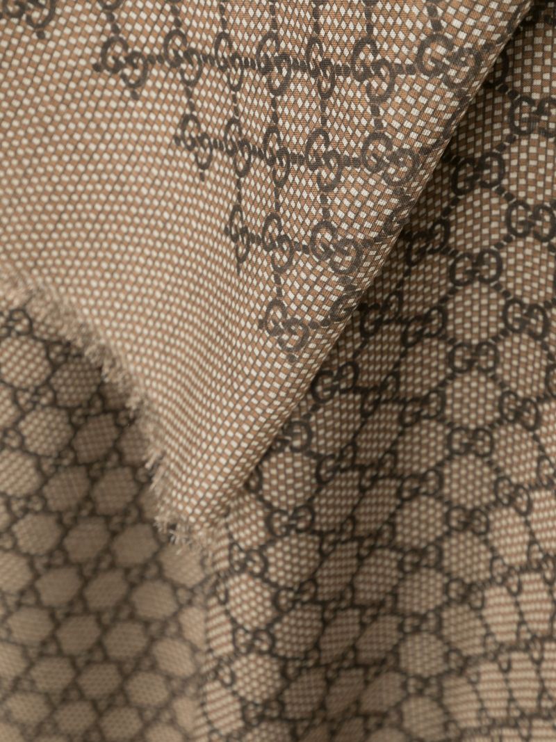 Neutral Gg Jacquard Wool Scarf