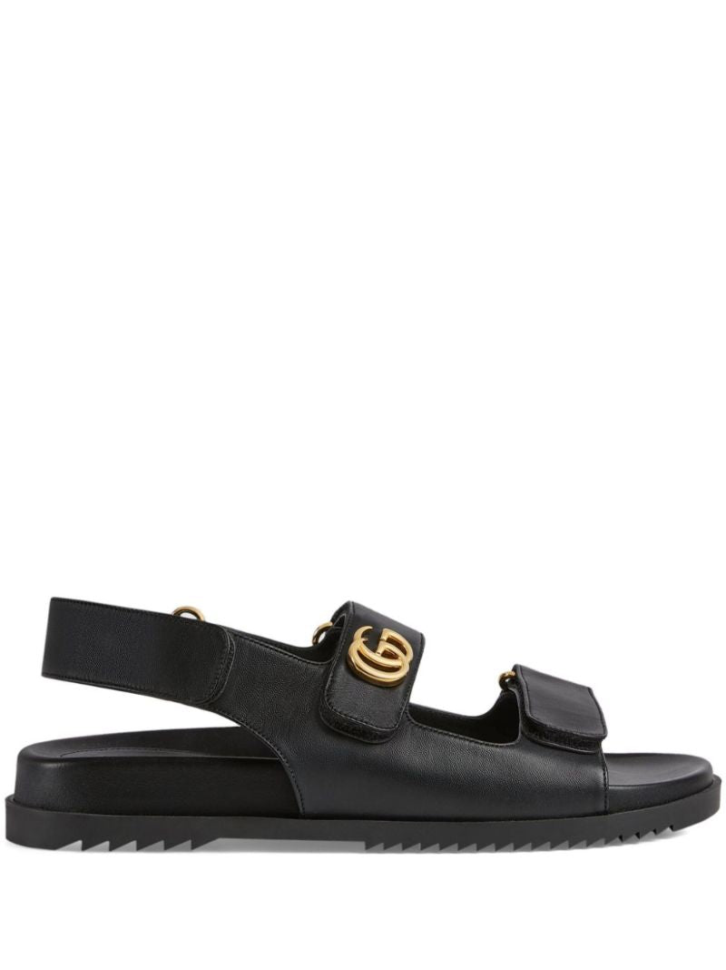 Black Gg Leather Sandals