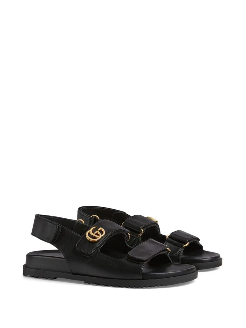 Black Gg Leather Sandals