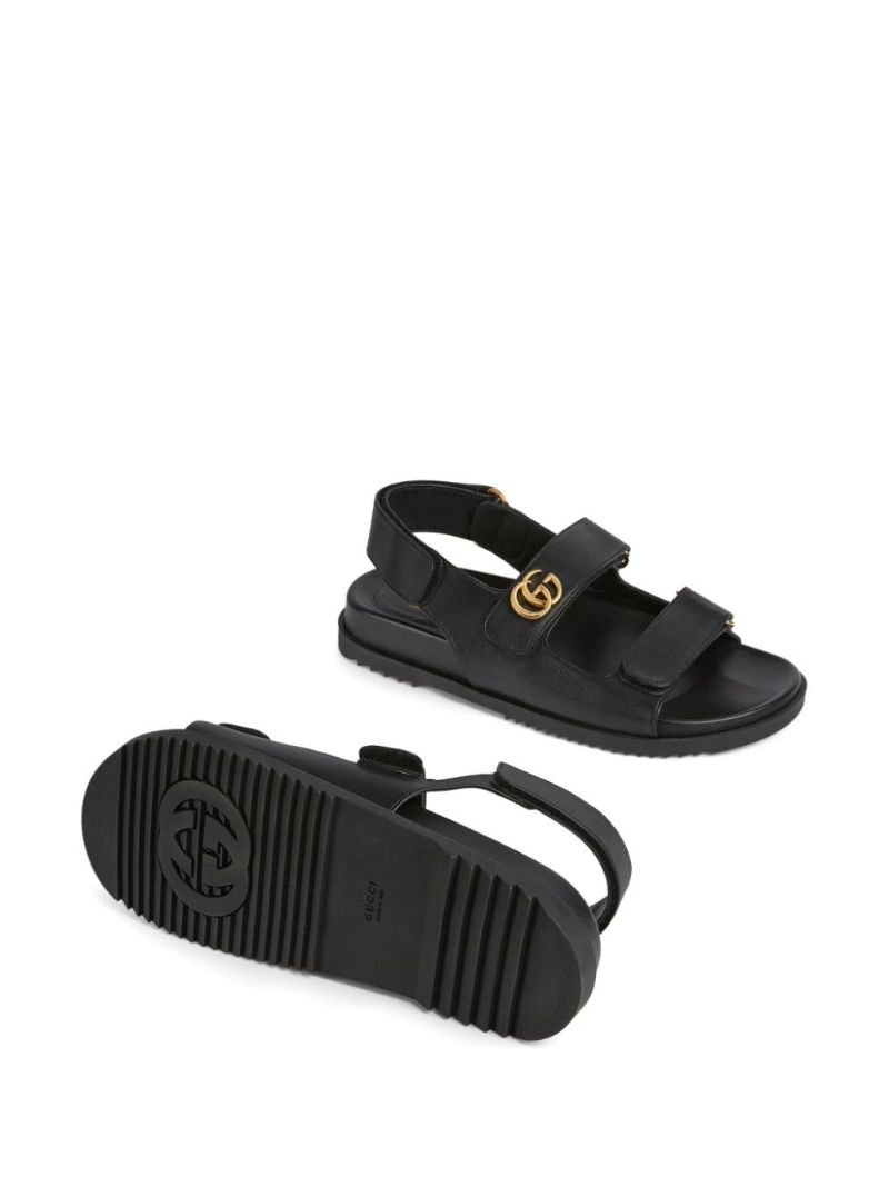 Black Gg Leather Sandals