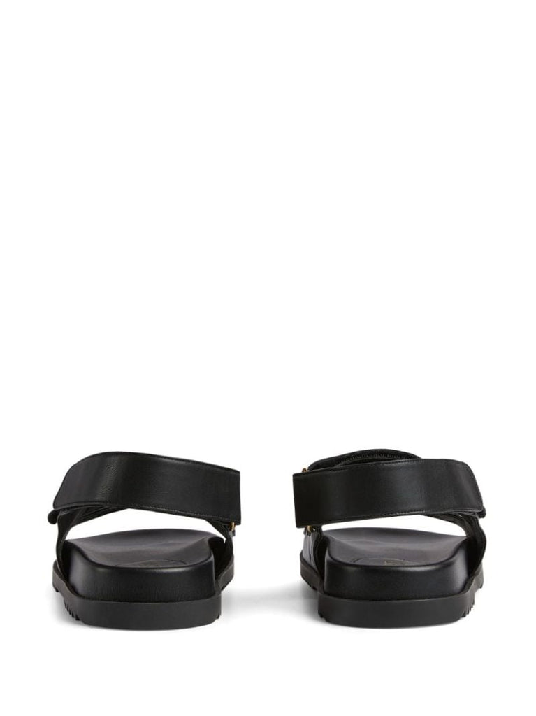 Black Gg Leather Sandals