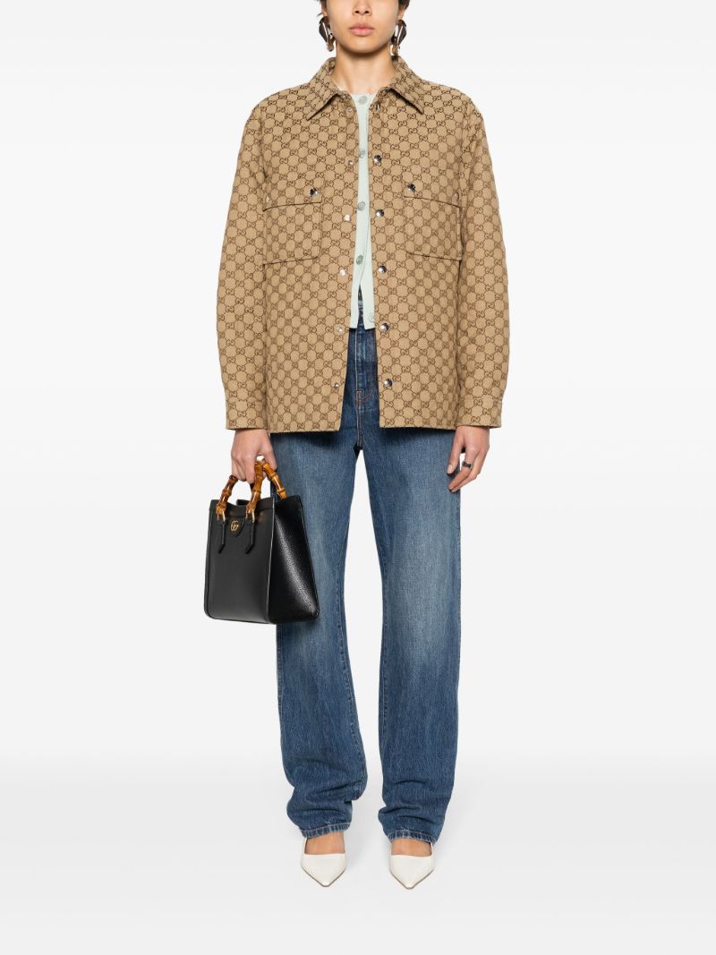 Brown Gg Canvas Shirt Jacket