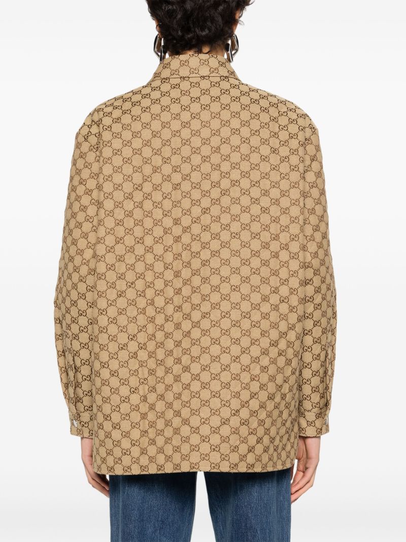 Brown Gg Canvas Shirt Jacket