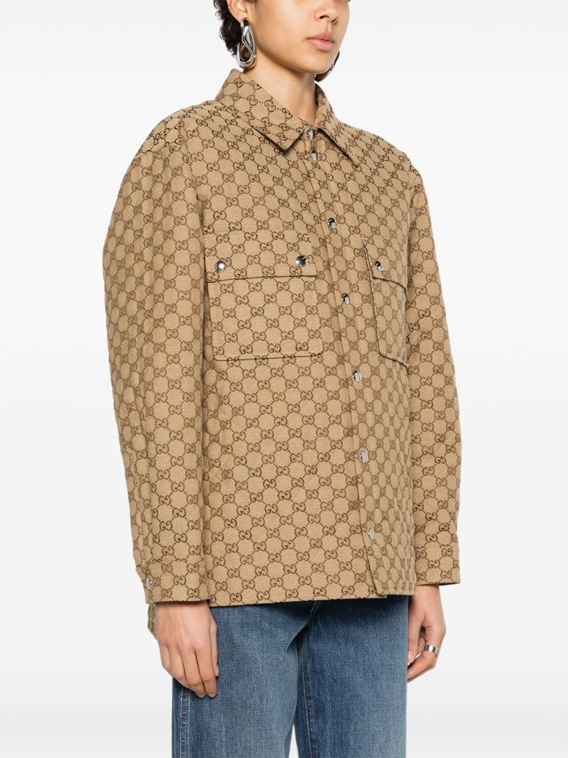 Brown Gg Canvas Shirt Jacket
