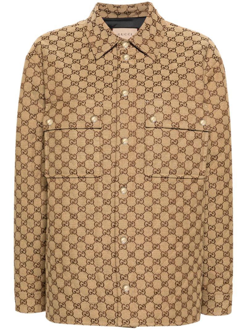 Brown Gg Canvas Shirt Jacket
