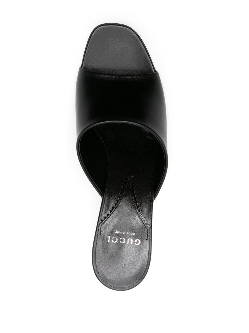 Black Interlocking G Leather Mules
