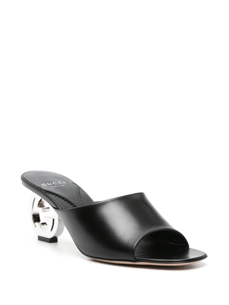 Black Interlocking G Leather Mules