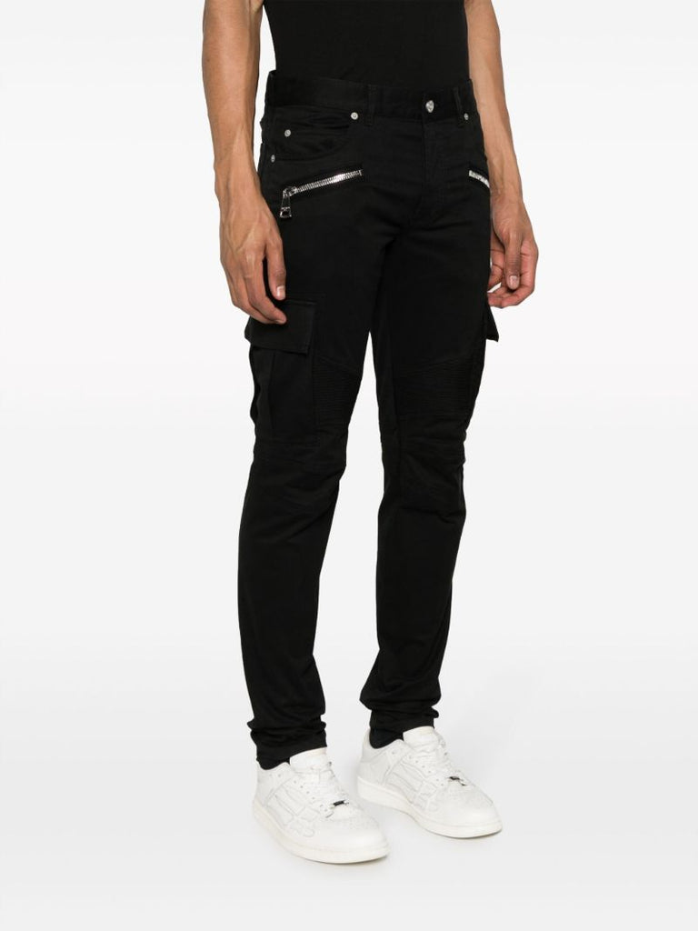 Black Tapered Cotton Cargo Trousers