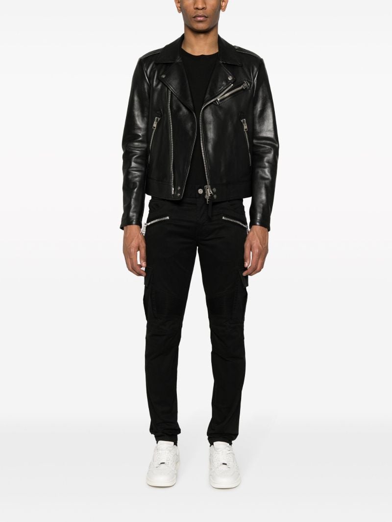 Black Tapered Cotton Cargo Trousers