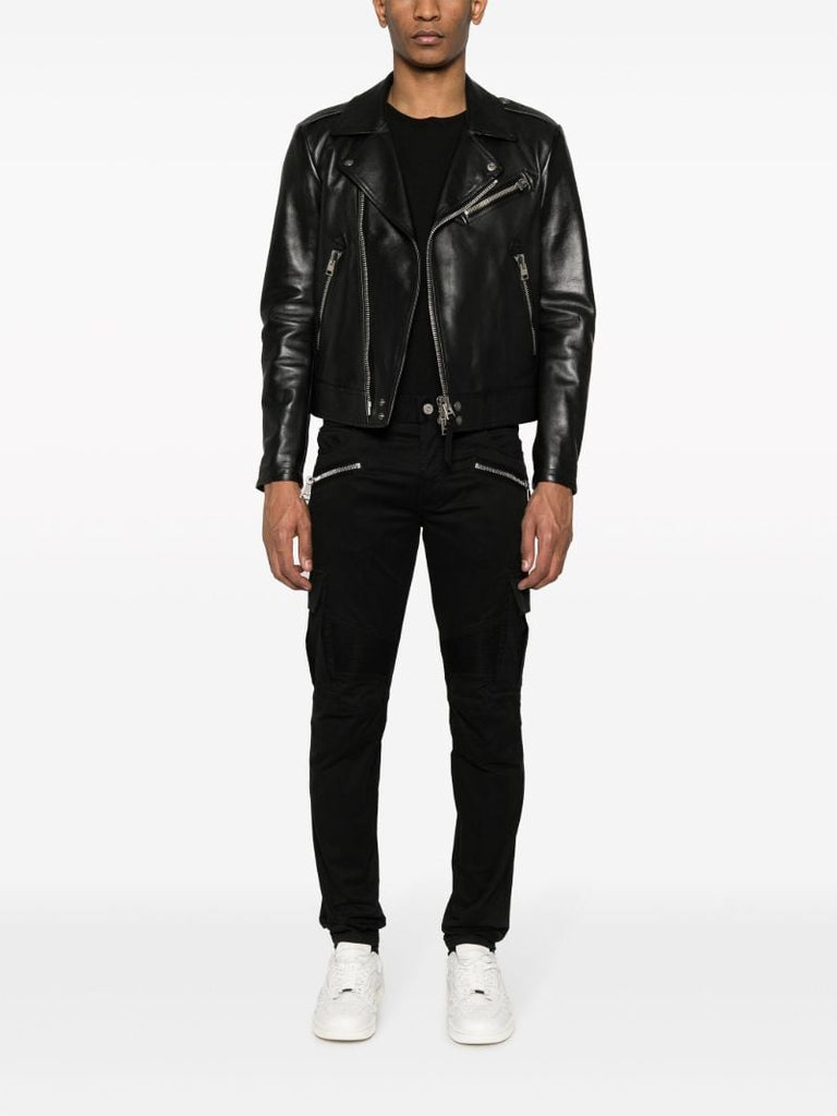 Black Tapered Cotton Cargo Trousers