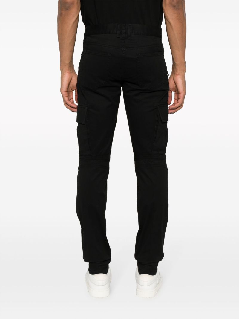 Black Tapered Cotton Cargo Trousers