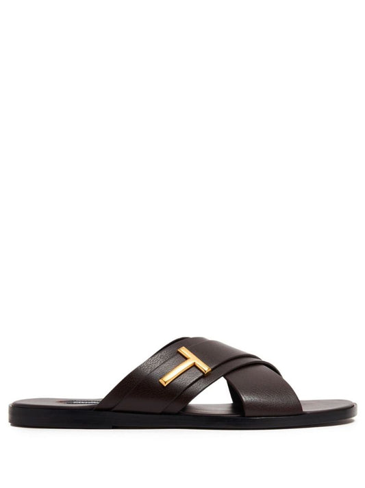 Brown Preston Leather Slides