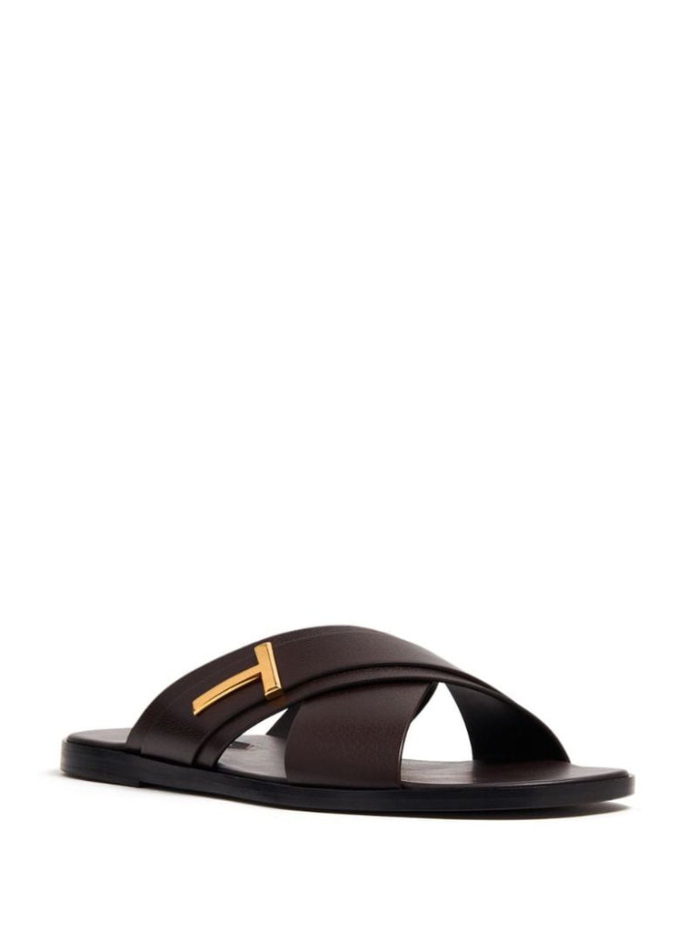 Brown Preston Leather Slides