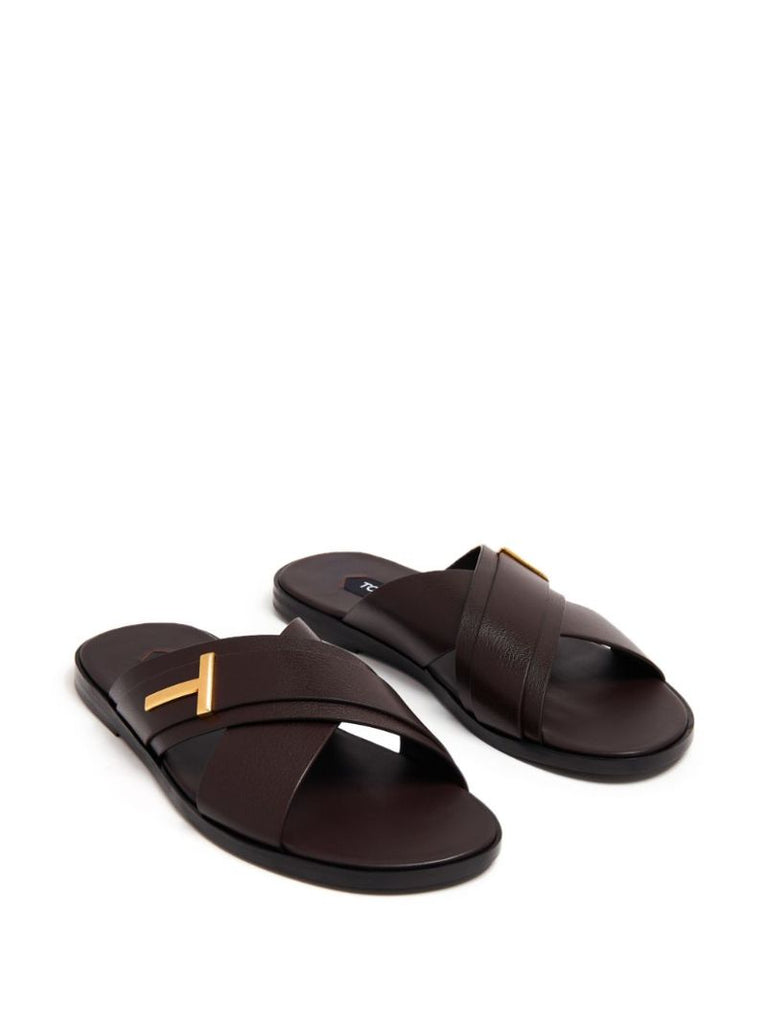 Brown Preston Leather Slides