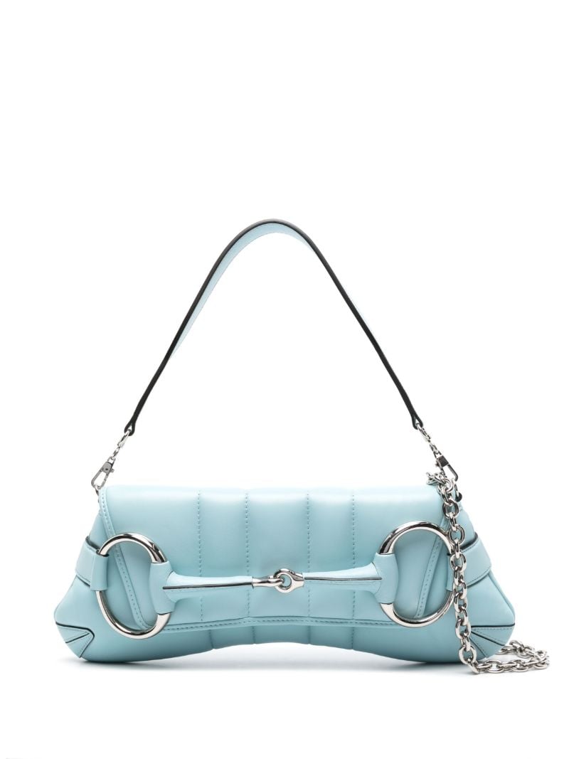 Blue Horsebit Medium Leather Shoulder Bag