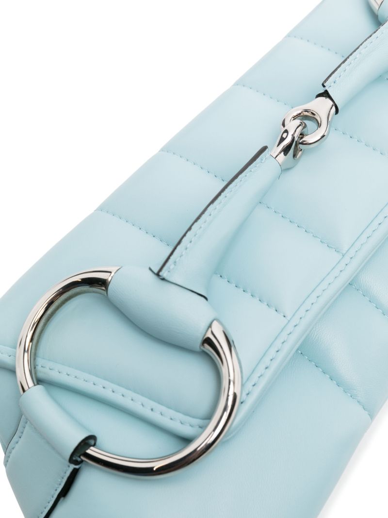 Blue Horsebit Medium Leather Shoulder Bag