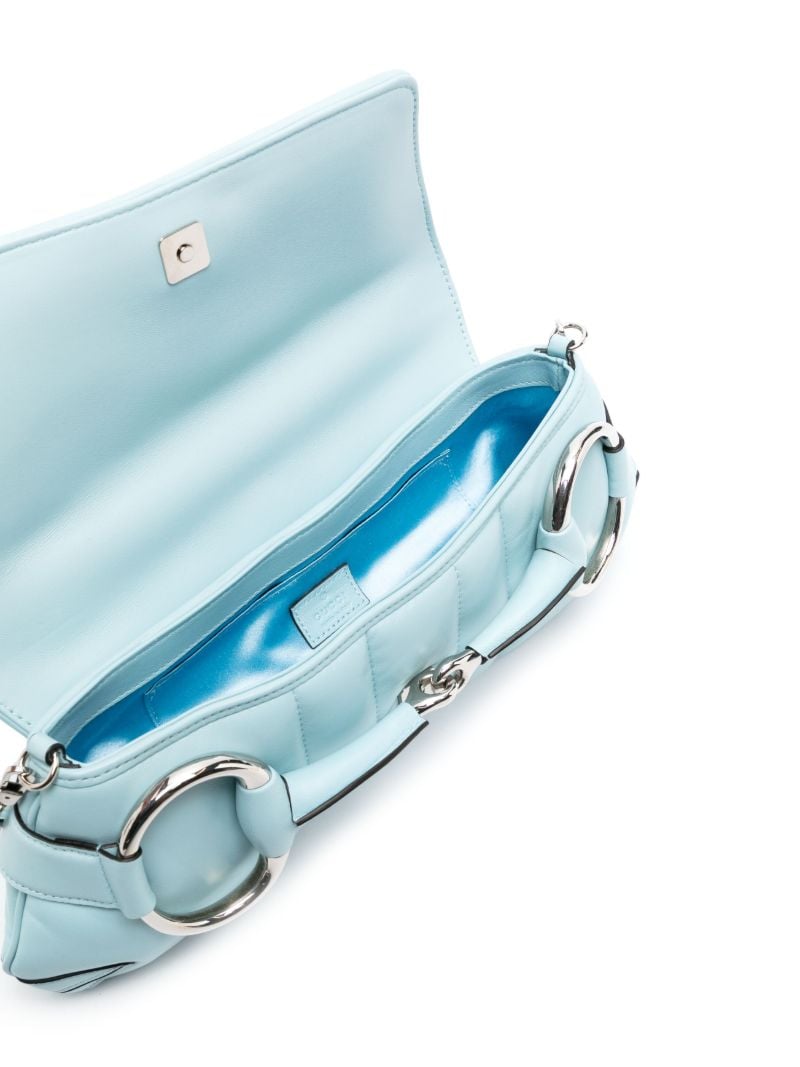 Blue Horsebit Medium Leather Shoulder Bag