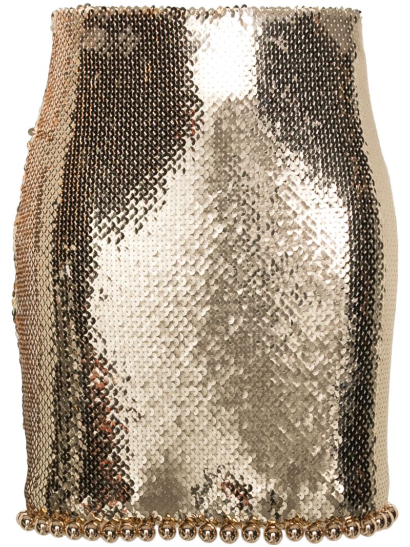 Gold Sequin Embellished Mini Skirt