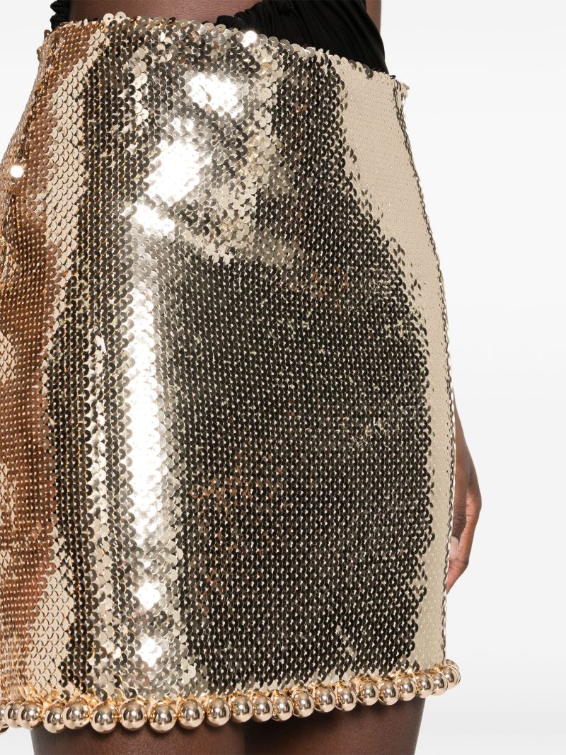 Gold Sequin Embellished Mini Skirt