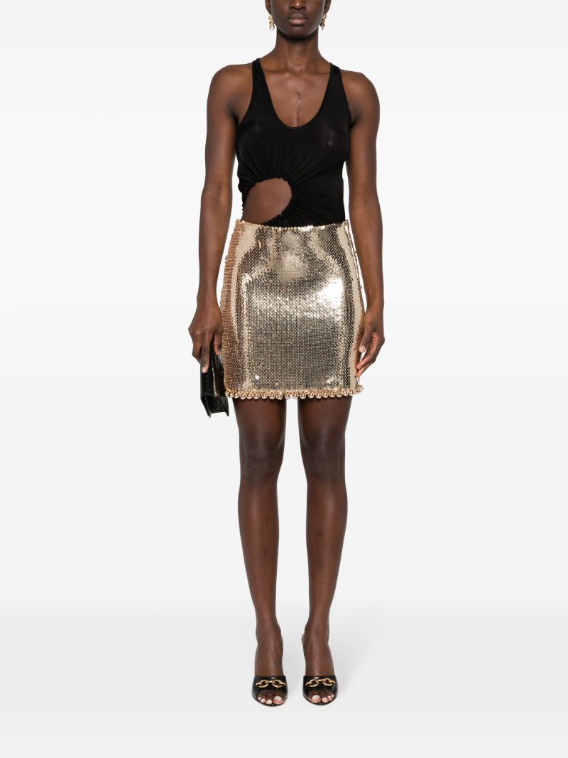 Gold Sequin Embellished Mini Skirt
