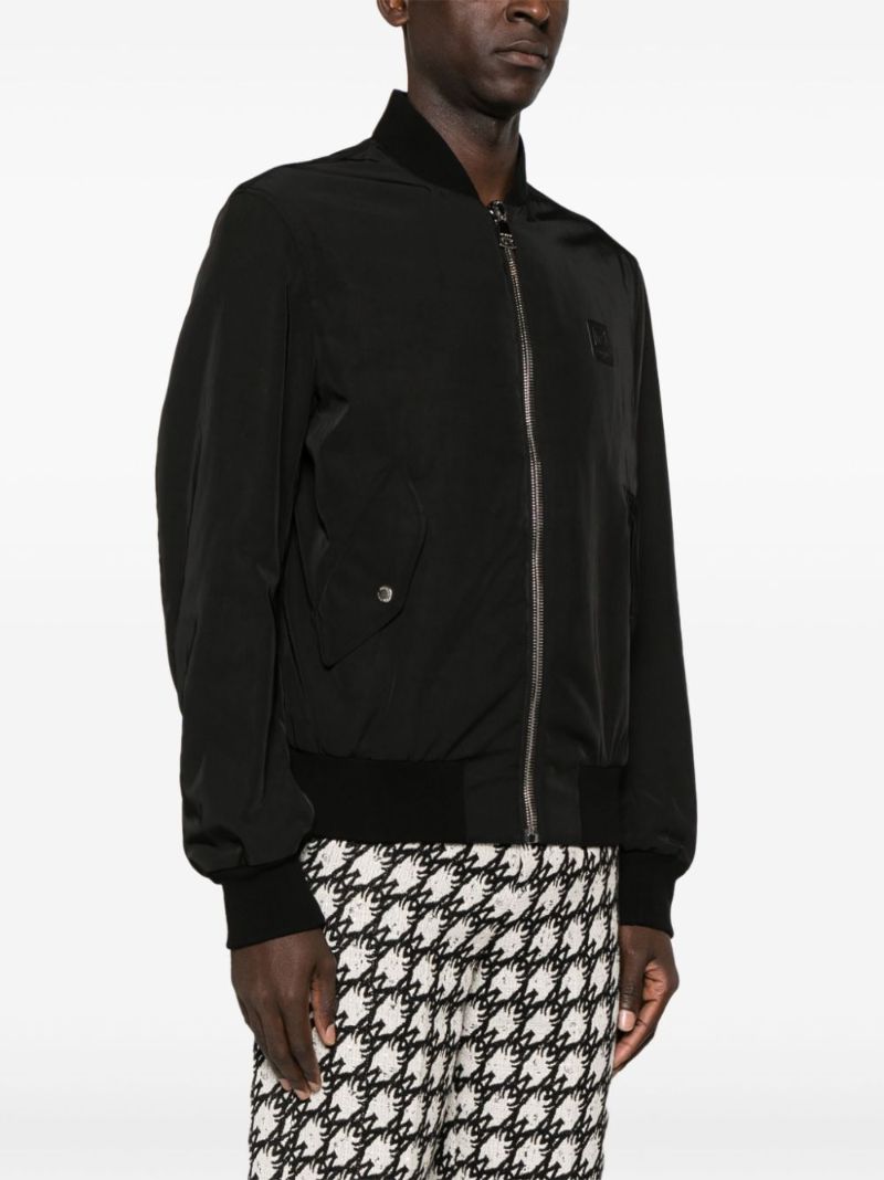 Black Logo-appliquÃ_x0083_Â© Bomber Jacket
