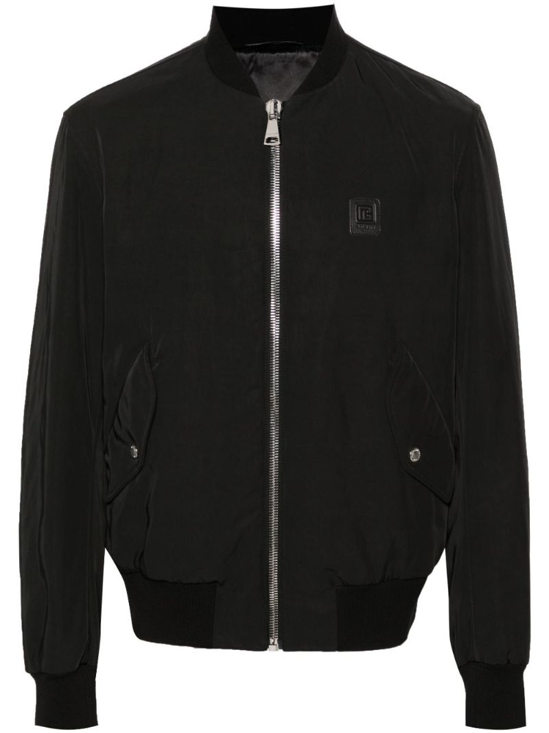 Black Logo-appliquÃ_x0083_Â© Bomber Jacket