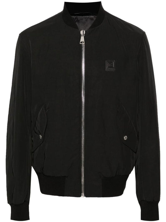 Black Logo-appliquÃ_x0083_Â© Bomber Jacket